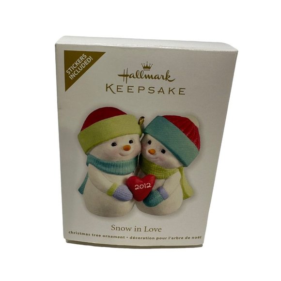 Hallmark Keepsake Ornament Snow in Love Personalize Stickers Snowmen 2012 - Picture 9 of 11